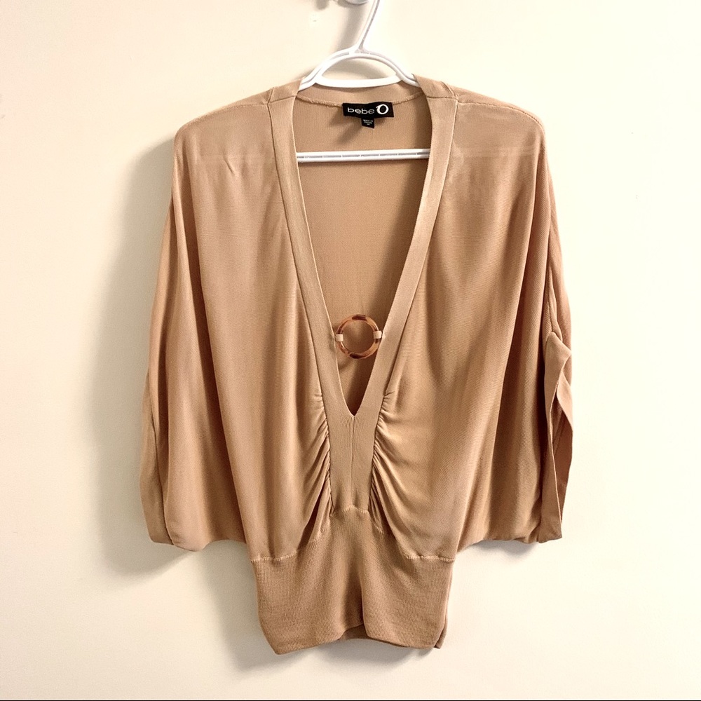 Bebe beige / tan top blouse